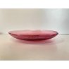 PIATTO SVUOTATASCHE VETRO ROSA VIOLA DECORO RILIEVO ASTRATTO ORIENTALE ø23cm '70