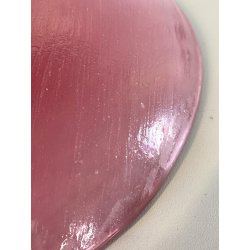 PIATTO SVUOTATASCHE VETRO ROSA VIOLA DECORO RILIEVO ASTRATTO ORIENTALE ø23cm '70