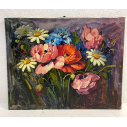 ANTICO QUADRO DIPINTO OLIO TELA FIORI NATURA MORTA PINO PESSINA DA CASTANEDO 900