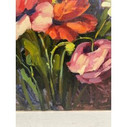 ANTICO QUADRO DIPINTO OLIO TELA FIORI NATURA MORTA PINO PESSINA DA CASTANEDO 900