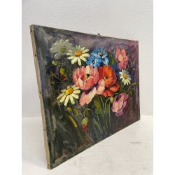 ANTICO QUADRO DIPINTO OLIO TELA FIORI NATURA MORTA PINO PESSINA DA CASTANEDO 900