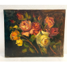 QUADRO DIPINTO OLIO TELA FIORI ROSE NATURA MORTA PINO PESSINA DA CASTANEDO '900