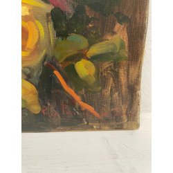 QUADRO DIPINTO OLIO TELA FIORI ROSE NATURA MORTA PINO PESSINA DA CASTANEDO '900