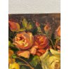 QUADRO DIPINTO OLIO TELA FIORI ROSE NATURA MORTA PINO PESSINA DA CASTANEDO '900