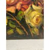 QUADRO DIPINTO OLIO TELA FIORI ROSE NATURA MORTA PINO PESSINA DA CASTANEDO '900