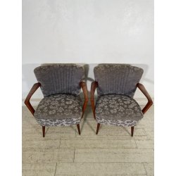 ANTICA COPPIA POLTRONE decò TESSUTO FLOREALE ANNI 40 SEDIA SALOTTO LEGNO STOFFA