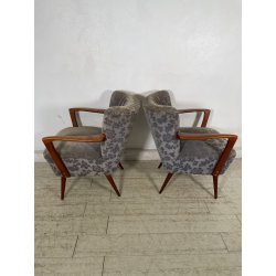 ANTICA COPPIA POLTRONE decò TESSUTO FLOREALE ANNI 40 SEDIA SALOTTO LEGNO STOFFA