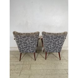 ANTICA COPPIA POLTRONE decò TESSUTO FLOREALE ANNI 40 SEDIA SALOTTO LEGNO STOFFA