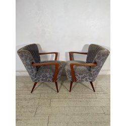 ANTICA COPPIA POLTRONE decò TESSUTO FLOREALE ANNI 40 SEDIA SALOTTO LEGNO STOFFA
