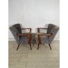 ANTICA COPPIA POLTRONE decò TESSUTO FLOREALE ANNI 40 SEDIA SALOTTO LEGNO STOFFA