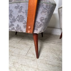 ANTICA COPPIA POLTRONE decò TESSUTO FLOREALE ANNI 40 SEDIA SALOTTO LEGNO STOFFA