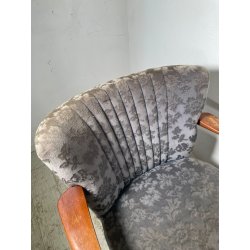 ANTICA COPPIA POLTRONE decò TESSUTO FLOREALE ANNI 40 SEDIA SALOTTO LEGNO STOFFA