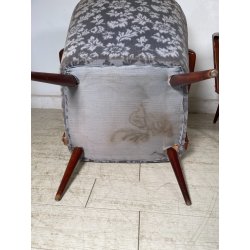 ANTICA COPPIA POLTRONE decò TESSUTO FLOREALE ANNI 40 SEDIA SALOTTO LEGNO STOFFA