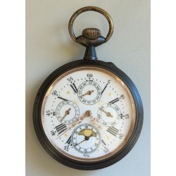 ANTICO OROLOGIO TASCA Goliat '800 Triplo Calendario Fasi lunari OLD POCKET WATCH