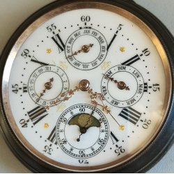 ANTICO OROLOGIO TASCA Goliat '800 Triplo Calendario Fasi lunari OLD POCKET WATCH