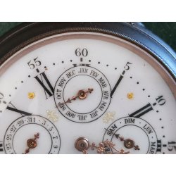 ANTICO OROLOGIO TASCA Goliat '800 Triplo Calendario Fasi lunari OLD POCKET WATCH