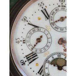 ANTICO OROLOGIO TASCA Goliat '800 Triplo Calendario Fasi lunari OLD POCKET WATCH