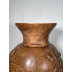GRANDE VASO LIBERTY H 120 CM TERRACOTTA ANFORA DECORO FENICOTTERI AIRONI ANNI 30