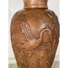 GRANDE VASO LIBERTY H 120 CM TERRACOTTA ANFORA DECORO FENICOTTERI AIRONI ANNI 30