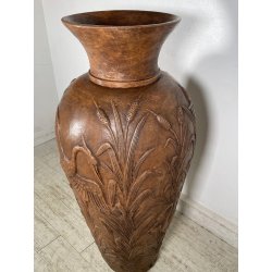 GRANDE VASO LIBERTY H 120 CM TERRACOTTA ANFORA DECORO FENICOTTERI AIRONI ANNI 30