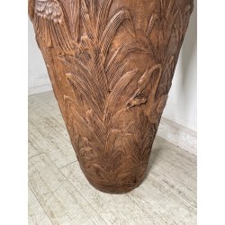 GRANDE VASO LIBERTY H 120 CM TERRACOTTA ANFORA DECORO FENICOTTERI AIRONI ANNI 30