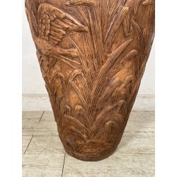 GRANDE VASO LIBERTY H 120 CM TERRACOTTA ANFORA DECORO FENICOTTERI AIRONI ANNI 30