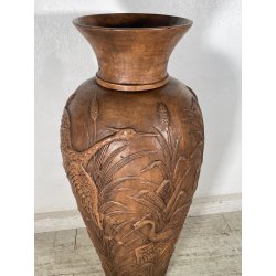 GRANDE VASO LIBERTY H 120 CM TERRACOTTA ANFORA DECORO FENICOTTERI AIRONI ANNI 30