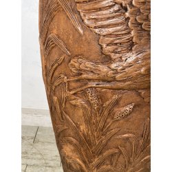 GRANDE VASO LIBERTY H 120 CM TERRACOTTA ANFORA DECORO FENICOTTERI AIRONI ANNI 30