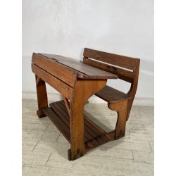 ANTICO PICCOLO BANCHETTO DA SCUOLA ASILO IN LEGNO EPOCA '900 CALAMAIO BANCO