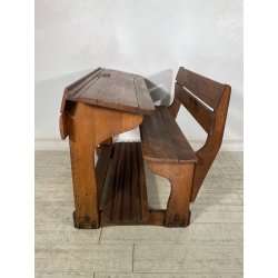 ANTICO PICCOLO BANCHETTO DA SCUOLA ASILO IN LEGNO EPOCA '900 CALAMAIO BANCO