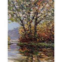 DIPINTO OLIO V. Quigliati La Marna in Autunno PAESAGGIO POST-IMPRESSIONISTA '900