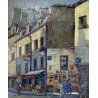 DIPINTO OLIO Verdiano Quigliati "Rue de Lap" VEDUTA PARIGI DIVISIONISTA '70