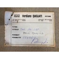 DIPINTO OLIO Verdiano Quigliati "Rue de Lap" VEDUTA PARIGI DIVISIONISTA '70