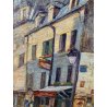 DIPINTO OLIO Verdiano Quigliati "Rue de Lap" VEDUTA PARIGI DIVISIONISTA '70