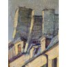 DIPINTO OLIO Verdiano Quigliati "Rue de Lap" VEDUTA PARIGI DIVISIONISTA '70