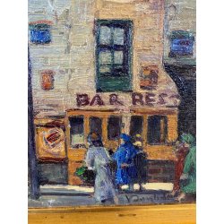 DIPINTO OLIO Verdiano Quigliati "Rue de Lap" VEDUTA PARIGI DIVISIONISTA '70