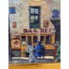DIPINTO OLIO Verdiano Quigliati "Rue de Lap" VEDUTA PARIGI DIVISIONISTA '70