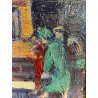 DIPINTO OLIO Verdiano Quigliati "Rue de Lap" VEDUTA PARIGI DIVISIONISTA '70