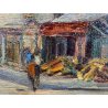 DIPINTO OLIO Verdiano Quigliati "Rue de Lap" VEDUTA PARIGI DIVISIONISTA '70