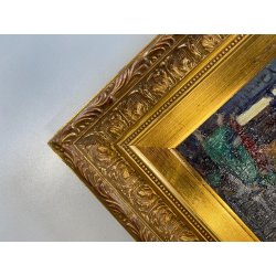 DIPINTO OLIO Verdiano Quigliati "Rue de Lap" VEDUTA PARIGI DIVISIONISTA '70