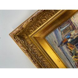 DIPINTO OLIO Verdiano Quigliati "Rue de Lap" VEDUTA PARIGI DIVISIONISTA '70