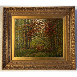 DIPINTO OLIO V. Quigliati VIGEZZO "Sottobosco in Autunno" POSTIMPRESSIONISTA '85