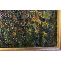 DIPINTO OLIO V. Quigliati VIGEZZO "Sottobosco in Autunno" POSTIMPRESSIONISTA '85