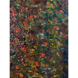 DIPINTO OLIO V. Quigliati VIGEZZO "Sottobosco in Autunno" POSTIMPRESSIONISTA '85