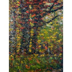 DIPINTO OLIO V. Quigliati VIGEZZO "Sottobosco in Autunno" POSTIMPRESSIONISTA '85