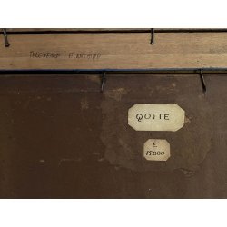 ANTICO DIPINTO OLIO Telesforo Franchino "Quiete" PAESAGGIO CAMPAGNA FIGURE