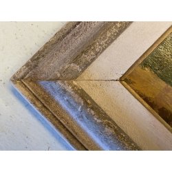 ANTICO DIPINTO OLIO Telesforo Franchino "Quiete" PAESAGGIO CAMPAGNA FIGURE
