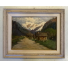 ANTICO DIPINTO OLIO Telesforo Franchino Cadore Forno di Canale PAESAGGIO MONTANO