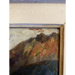 ANTICO DIPINTO OLIO Telesforo Franchino Cadore Forno di Canale PAESAGGIO MONTANO