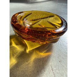 CIOTOLA BOWL VETRO MURANO SVUOTATASCHE COLOR AMBRA BULLICANTE